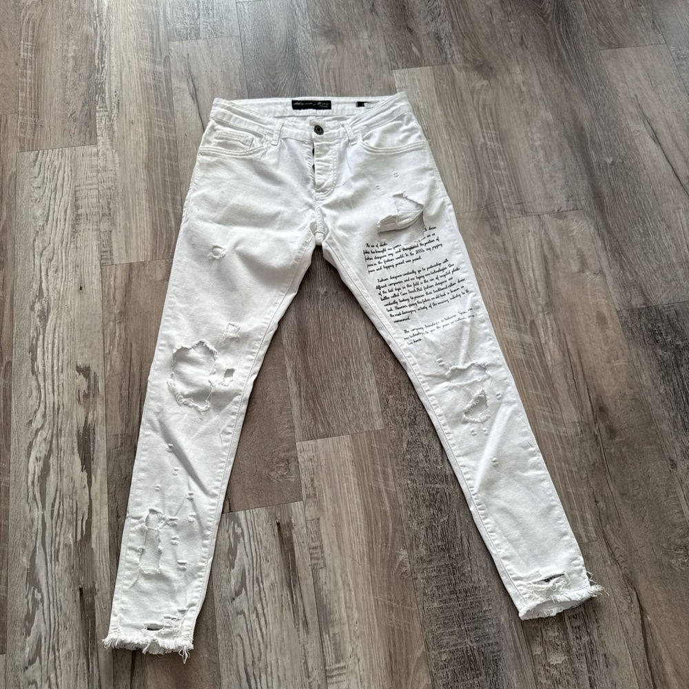 White Slim Straight Distressed Jeans